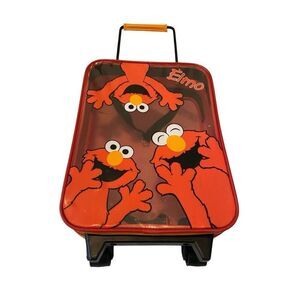 Sesame Street Elmo Rolling Luggage Retractable Handle Rollaway Carry On Suitcase